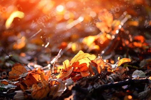 Preview: Colorful leaves in autumn forest sunny day
