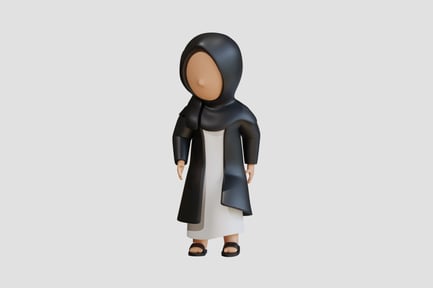 Preview: Muslim Woman 3D Character Thinking Right