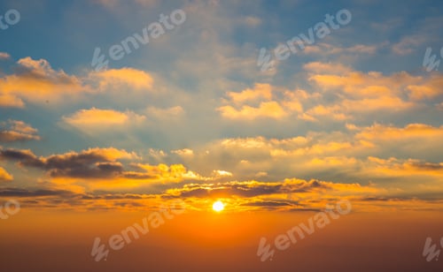 Preview: Morning Sun light shine with blue cloudy background