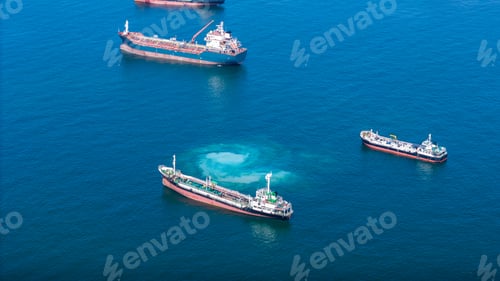 Preview: Many Oil Crude Gas Tanker Ship, Cargo container Ship offshore mooring
