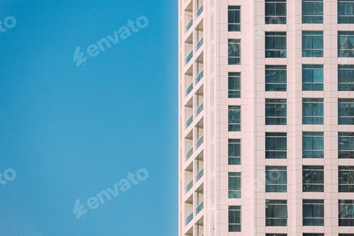 Preview: Wall With A Balcony Of New Empty Modern Multi-storey Residential Building House In Residential Area