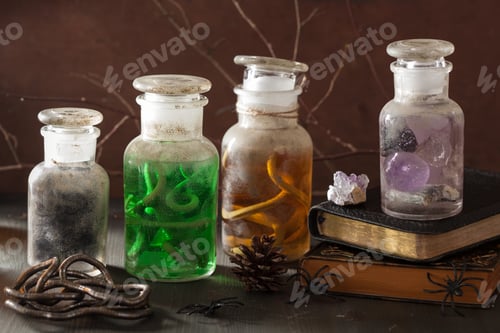 Preview: witch apothecary jars magic potions halloween decoration