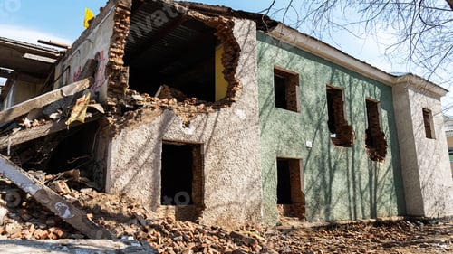 Preview: Ruined Building, Natural Disaster Concept.
