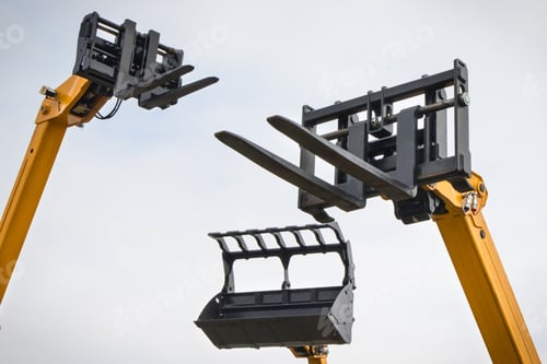 Preview: Forklift and agricultural loader machine using for transport bales of straw