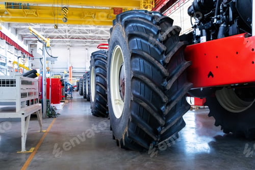 Preview: Assembly workshop at big industrial plant. Tractor assembling