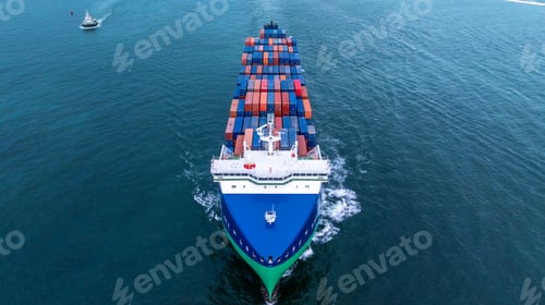 Preview: Aerial view from drone, Container ship or cargo shipping business logistic import and export