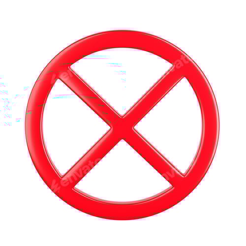 Preview: Empty prohibition or forbidden sign isolated on white. 3D rendering.