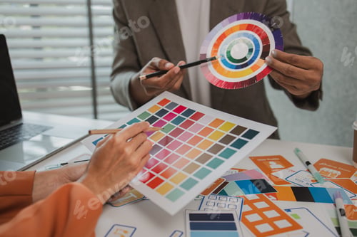 Preview: UX graphic designer planning application process development prototype, software development team, c