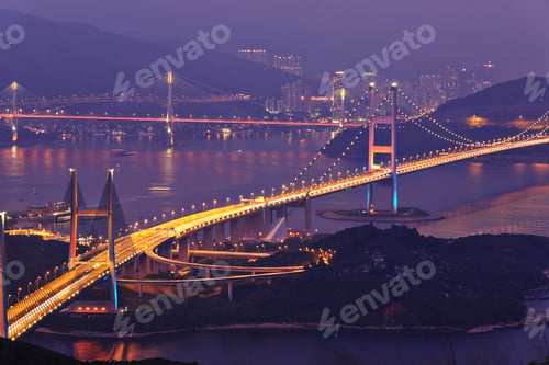 Preview: Tsing Ma Bridge in Hong Kong at night