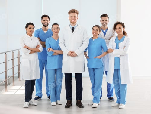 Preview: Team of medical workers in hospital. Unity concept