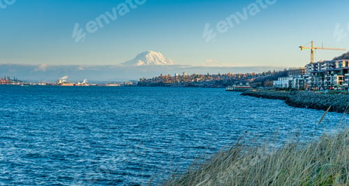 Preview: A View Of The Port Of Tacoma And Mount Rainier From Ruston, Washington.