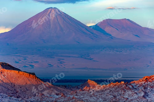 Preview: Mount Licancabur Volcano at dusk - Atacama Desert - Chile