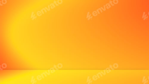 Preview: Empty orange yellow golden room studio for product presentation. Neon light colour room.