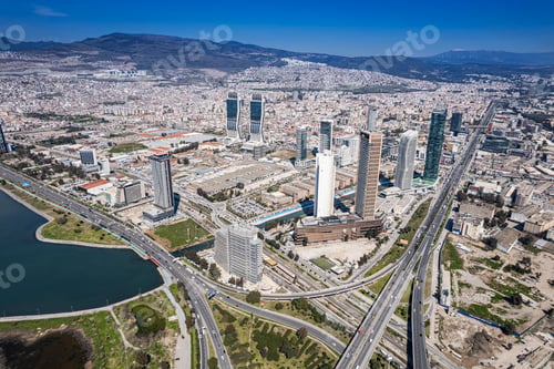 Preview: New skycrapers district of Izmir City view from Bayrakli Hill. Turkey.