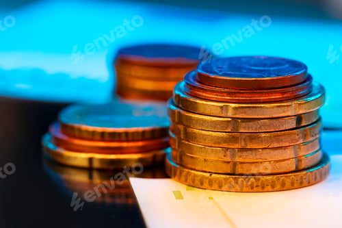 Preview: Close up of coins stacked on each other