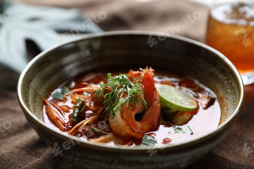 Preview: Tom Yum Soup , Thai Traditional Food Spicy Prawn Soup