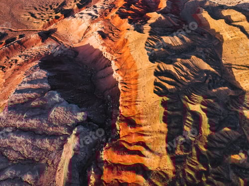 Preview: Colorful layered sedimentary mountain and sandstone texture pattern in Altyn Emel, Kazakhstan