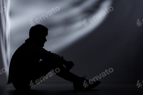 Preview: Abandoned man in dark room