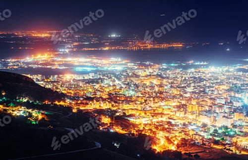 Preview: city with a night on the beach. Sicily Italy Europe