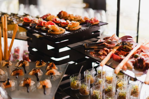 Preview: Catering banquet table at the reception.