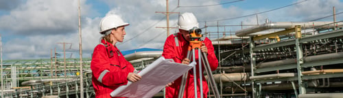 Preview: Team survey construction engineer with safety jacket use level survey camera.