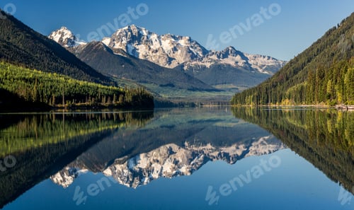 Preview: Picturesque lake surrounded by mountains and forest