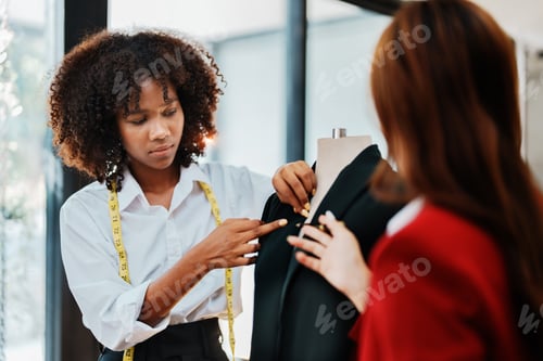 Preview: Fashion Designer Working on a Mannequin in Studio