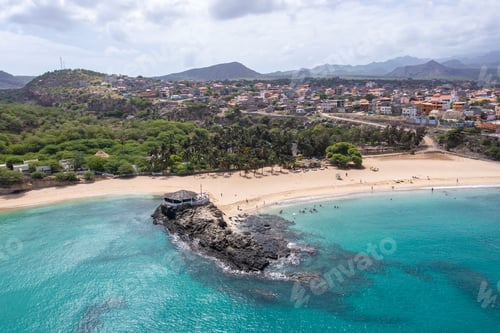 Preview: Aerial view of Tarrafal beach in Santiago island in Cape Verde - Cabo Verde