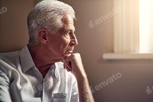 Preview: I wish you were here. Shot of a senior man looking thoughtful.