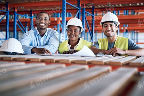 Preview: Shot of a group of builders having a meeting at a construction site