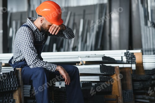 Preview: Worker work hard ,Engineer tired work in factory, Man working in danger area , Employee labor