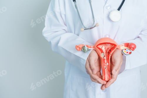 Preview: Healthcare Provider Holding Anatomical Uterus Model in Hands