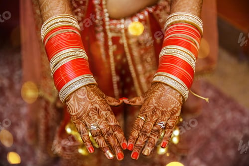 Preview: Indian bride showing hands mehndi design