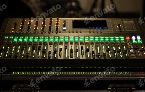Preview: Digital mixer in a recording Studio. Work with sound. The concept of creativity and show business.