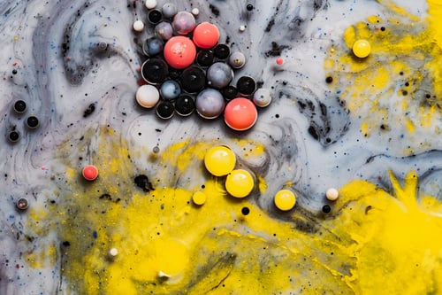 Preview: Bright colorful acrylic paint. Macro structure of Multicolored Bubbles Paint and Oil.