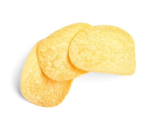 Preview: Tasty crispy potato chips on white background