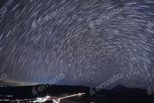 Preview: Star Trails Night Sky Cosmos Galaxy Time-lapse over plateau on Mount Bromo