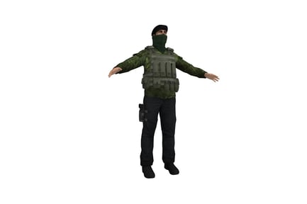 Preview: Figure man in tactical vest and camouflage jacket