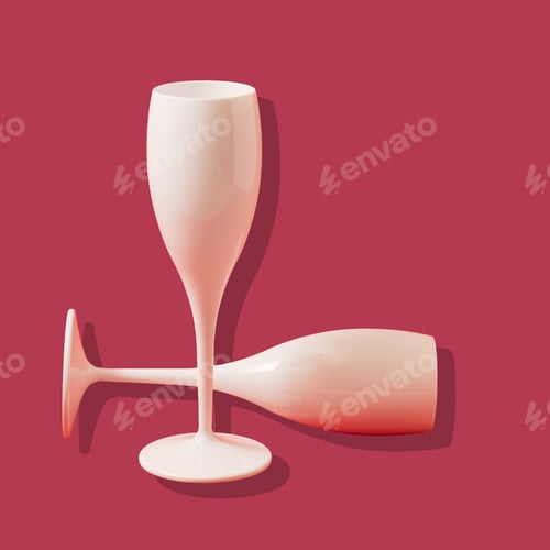 Preview: Champagne flutes on a vibrant red background, perfect for background