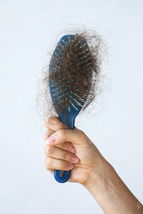 Vista previa: Hairbrush with a lot of female hair