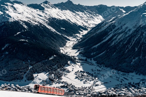 Preview: Aerial picture of mesmerizing snowy alps in Switzerland