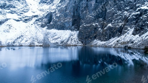 Preview: Czarny Staw pod Rysamy or Black Pond lake near the Morskie Oko Snowy Mountain Hut in Polish Tatry