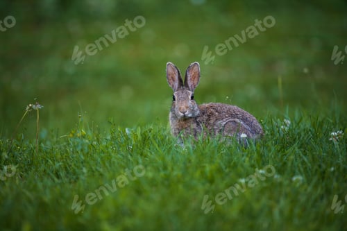 Preview: Wild bunny rabbit in green grass
