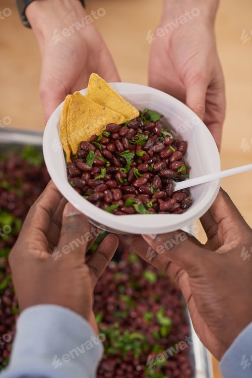 Bowl of Black Beans and Tortilla Chips