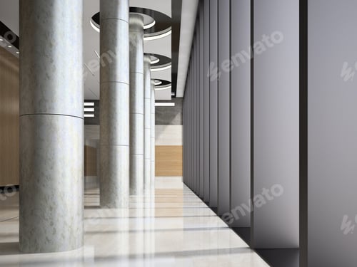 Preview: Interior of a lobby hotel reception 3D illustration
