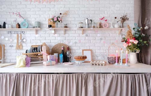 Preview: kitchen counter decorated for Easter