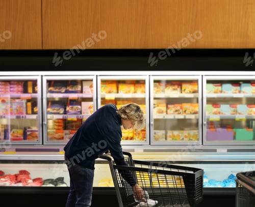 Preview: Man Choosing Frozen Food From A Supermarket Freezer