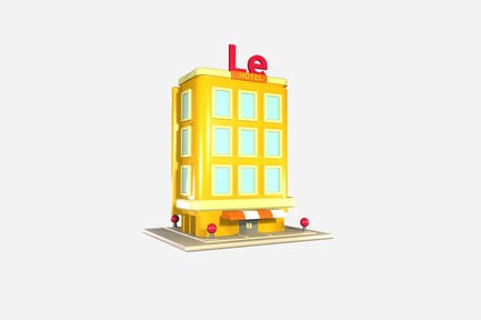 Vista previa: Ilustración 3D del edificio del hotel
