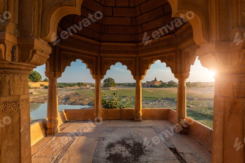 Preview: Pavillion at Amar Sagar lake, Jaisalmer, Rajasthan, India