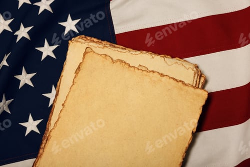 Preview: Vintage paper on old US American flag